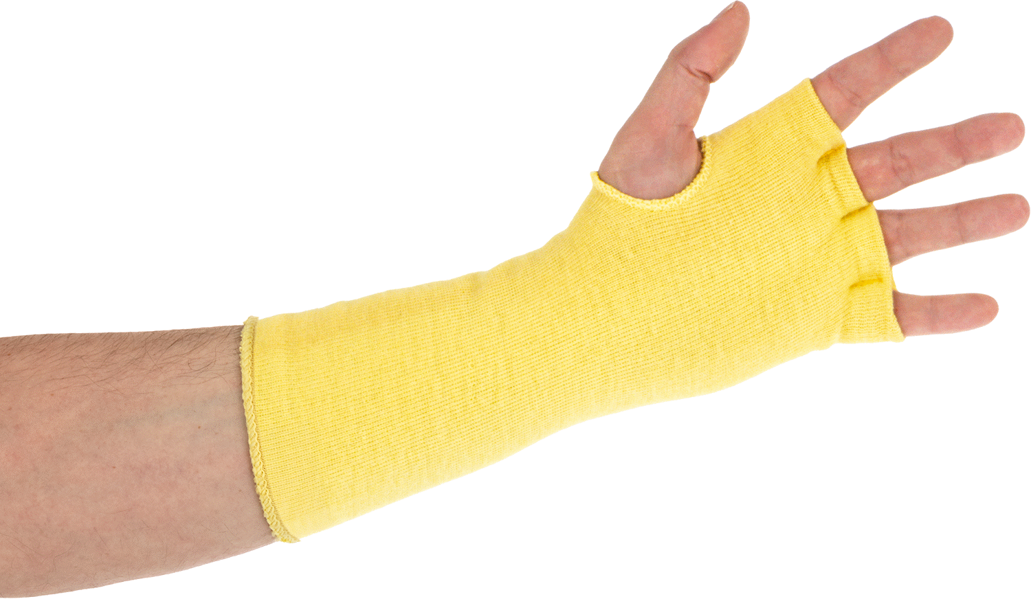 Kevlar Aramid Kumaştan Kesilmeye Karşı Koruyucu Kılıf, Başparmak ve Parmak Yuvaları ile, ANSI A4 Kesilme Derecesi, 10" Uzunluk