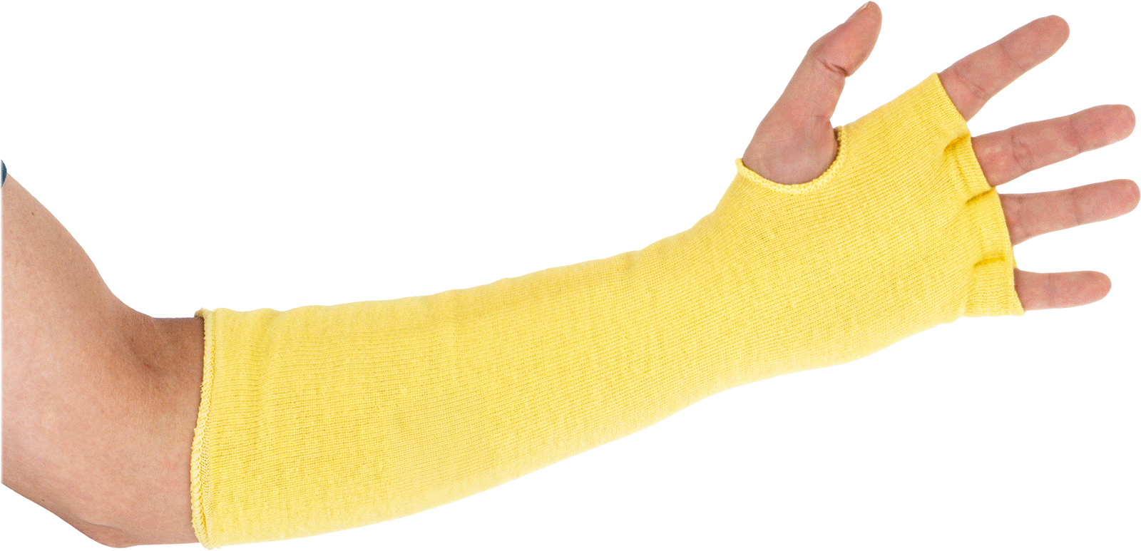 Kevlar Aramid Kumaştan Kesilmeye Karşı Koruyucu Kılıf, Başparmak ve Parmak Yuvaları ile, ANSI A4 Kesilme Derecesi, 14" Uzunluk