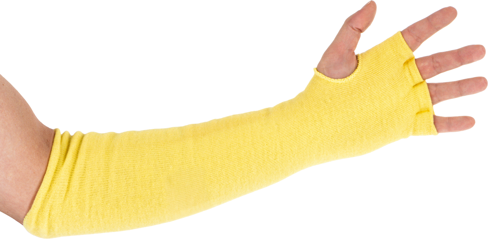 Kevlar Aramid Kumaştan Kesilmeye Karşı Koruyucu Kılıf, Başparmak ve Parmak Yuvaları ile, ANSI A4 Kesilme Derecesi, 18 inç Uzunluk