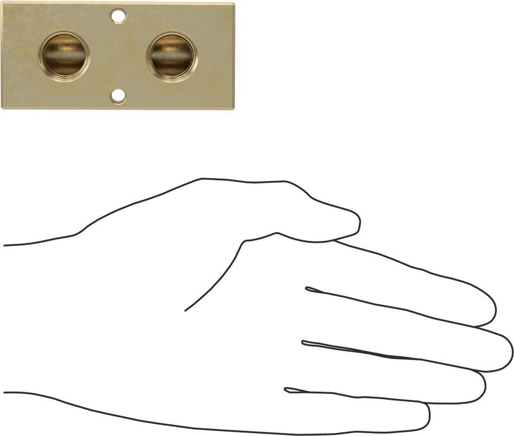 Pirinç Dik Açılı Akış Dikdörtgen Manifold, Ekstra Geniş Çıkış Aralığı, 2 Çıkış, 1/2 NPT X3/8 NPT
