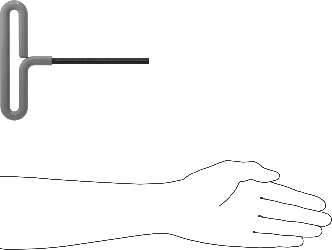 Yastıklı Tutamaklı Döngü T-Saplı Altıgen Anahtar, 8 mm Tahrik Boyutu, 7-3/8" Toplam Uzunluk