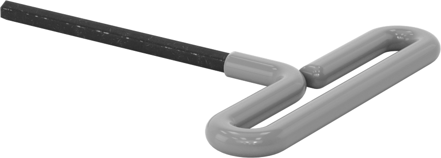 Yastıklı Tutamaklı Döngü T-Saplı Altıgen Anahtar, 8 mm Tahrik Boyutu, 7-3/8" Toplam Uzunluk
