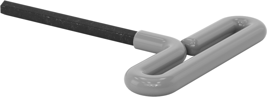 Yastıklı Tutamaklı Döngü T-Saplı Altıgen Anahtar, 10 mm Tahrik Boyutu, 7-1/2" Toplam Uzunluk