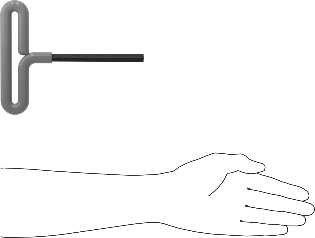 Yastıklı Tutamaklı Döngü T-Saplı Altıgen Anahtar, 10 mm Tahrik Boyutu, 7-1/2" Toplam Uzunluk
