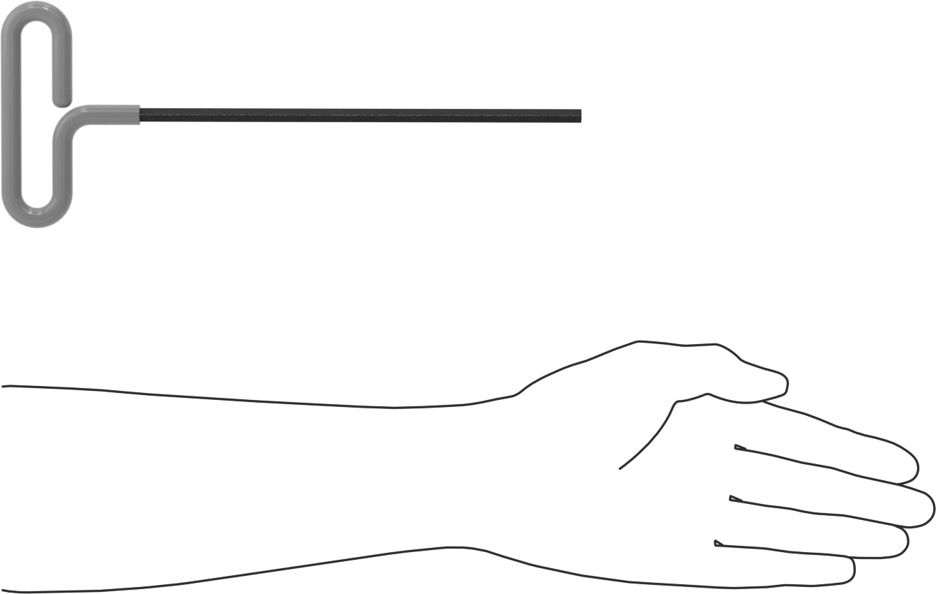 Yastıklı Tutamaklı Döngü T-Saplı Altıgen Anahtar, 6 mm Tahrik Boyutu, 10-1/4" Toplam Uzunluk