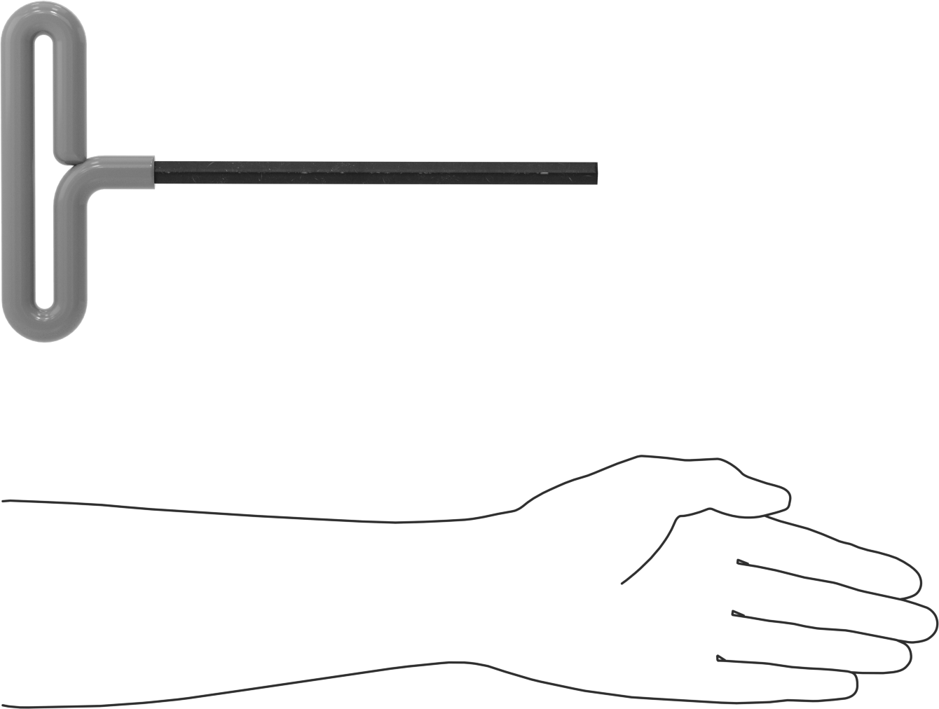 Yastıklı Tutamaklı Döngü T-Saplı Altıgen Anahtar, 10 mm Tahrik Boyutu, 10-1/2" Toplam Uzunluk