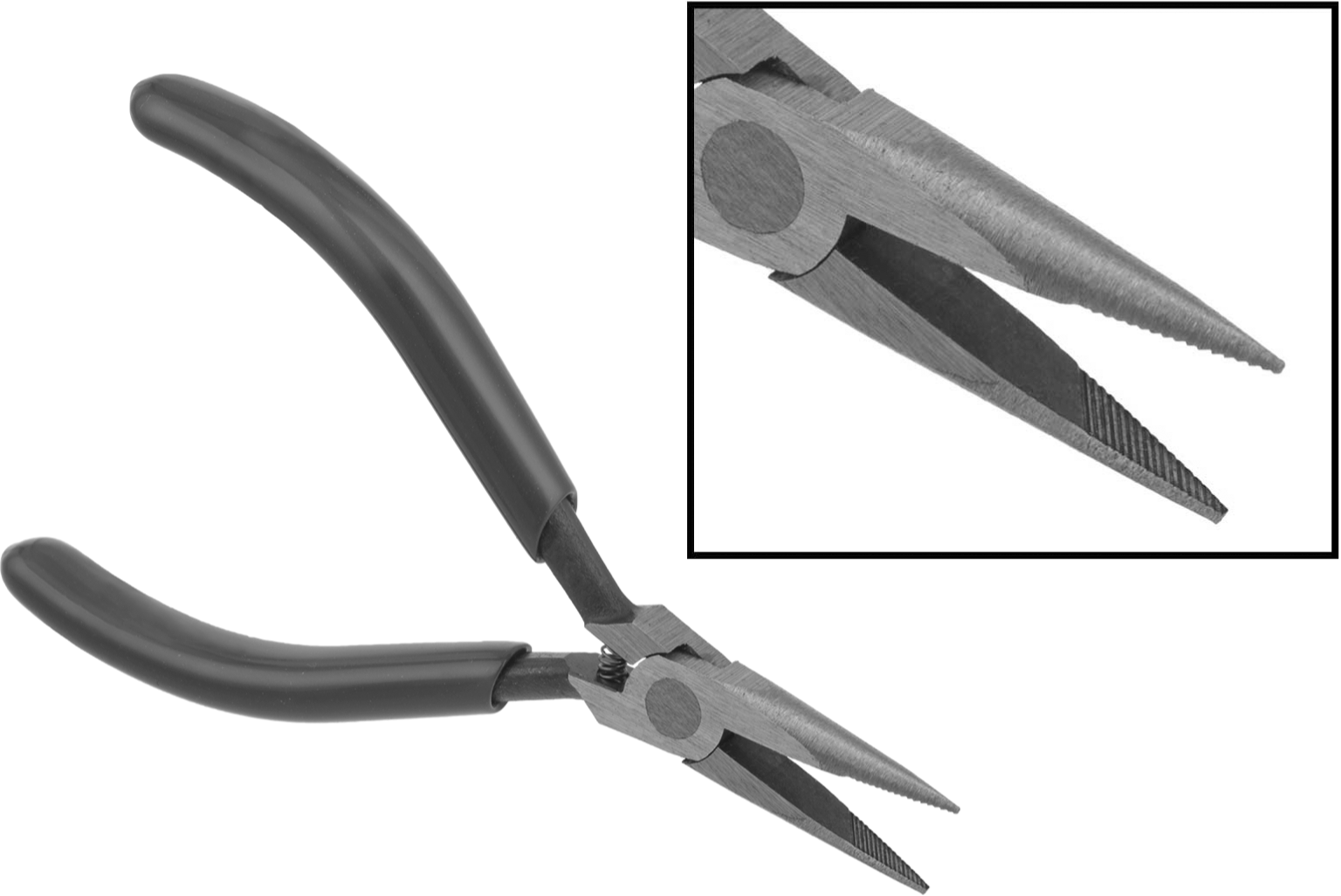 Uzun Burunlu Pense, Standart Burunlu, 1-1/16" Uzun Düz Çene, 4-3/4" Toplam Uzunluk