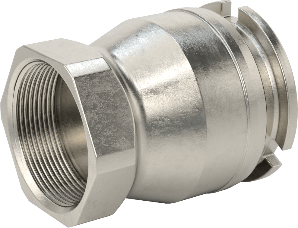 Doğal ve LP GAZ için Bas-Çevir Hortum Bağlantısı, Minimum Dökülme, 4-11/16" Soket Dış Çapı, 3 NPT Dişi
