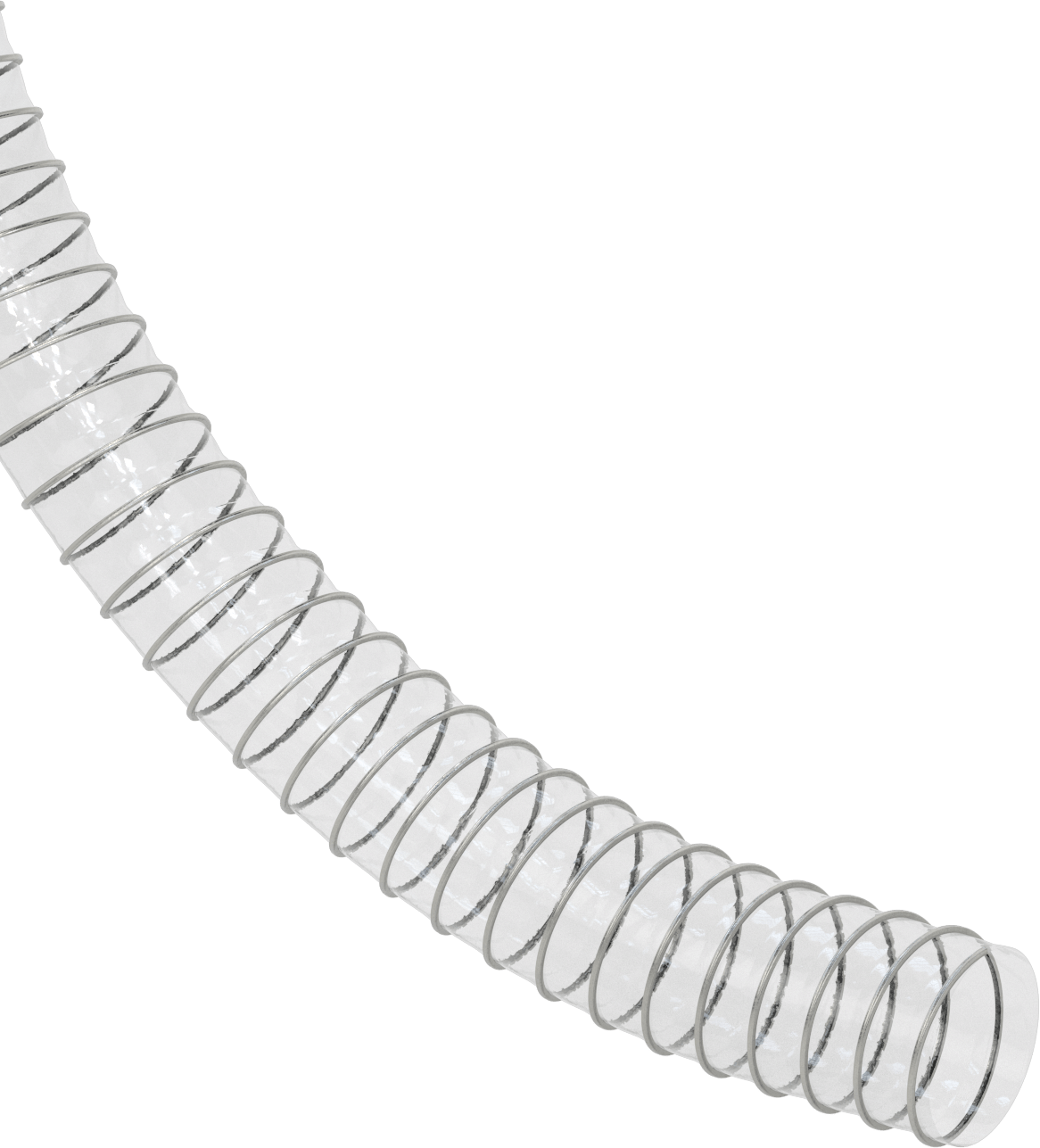 Aşınma Şeridi ile Şeffaf PFA Esnek Kanal Hortumu, Aşındırıcı Dumanlar için, 5" ID, 5-5/16" OD