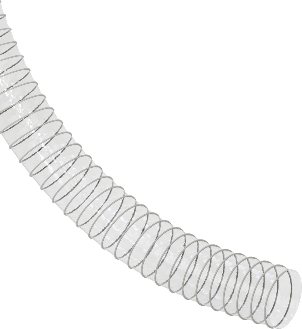 Aşınma Şeridi ile Şeffaf PFA Esnek Kanal Hortumu, Aşındırıcı Dumanlar için, 7" ID, 7-5/16" OD
