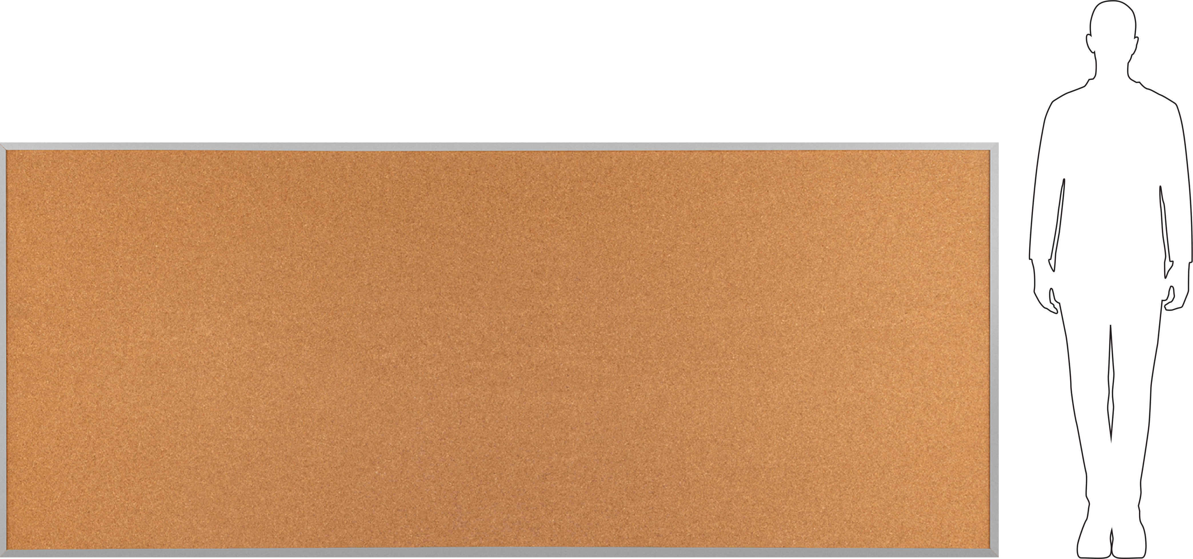 120“ Genişlik x 48” Yükseklik Alüminyum Çerçeveli Mantar İlan Panosu