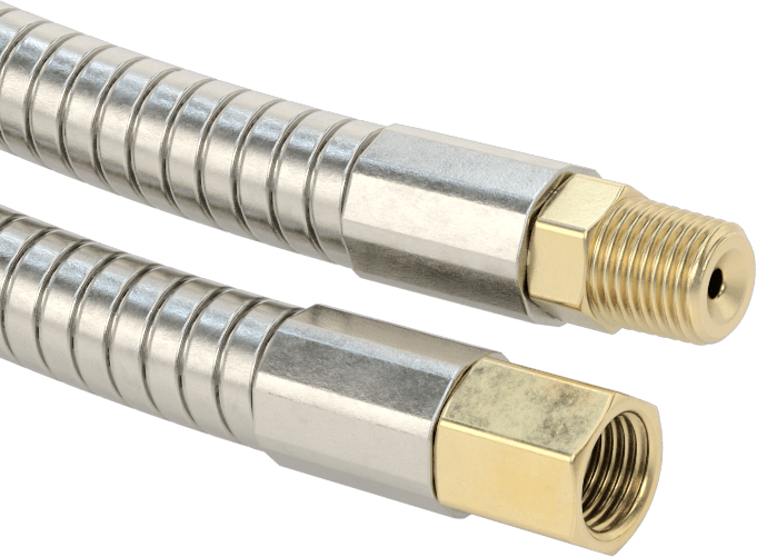 Argon, Azot, ve Oksijen Hortumu, Pirinç 1/4 NPT Erkek x 1/4 NPT Dişi Bağlantı Parçaları ile, 5/8" OD
