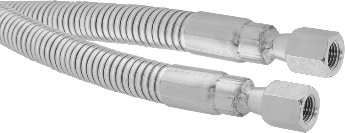 Argon, Azot, ve Oksijen Hortumu, Yüksek Sıcaklık, 1/4 NPT Dişi Bağlantılar ile, 13/16" OD