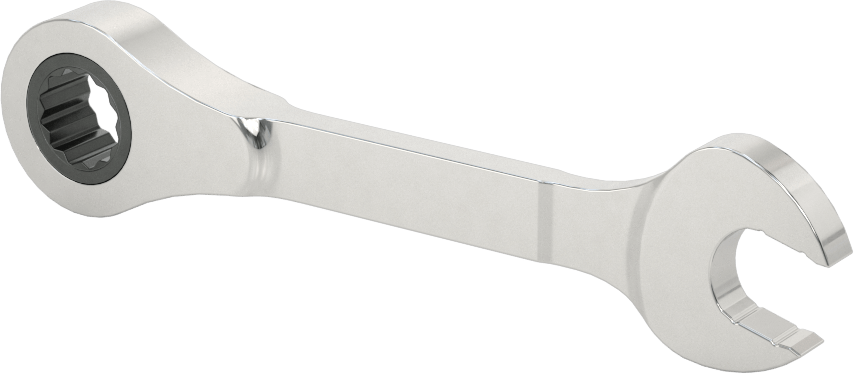 Kısa Cırcırlı Kombinasyon Anahtarı, 3/8" Boyut, 3-7/8" Toplam Uzunluk