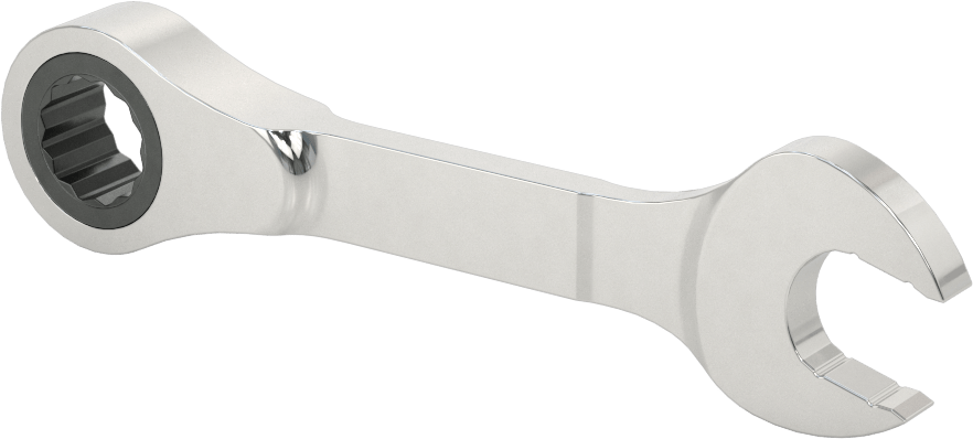Kısa Cırcırlı Kombinasyon Anahtarı, 1/2" Boyut, 4-3/8" Toplam Uzunluk