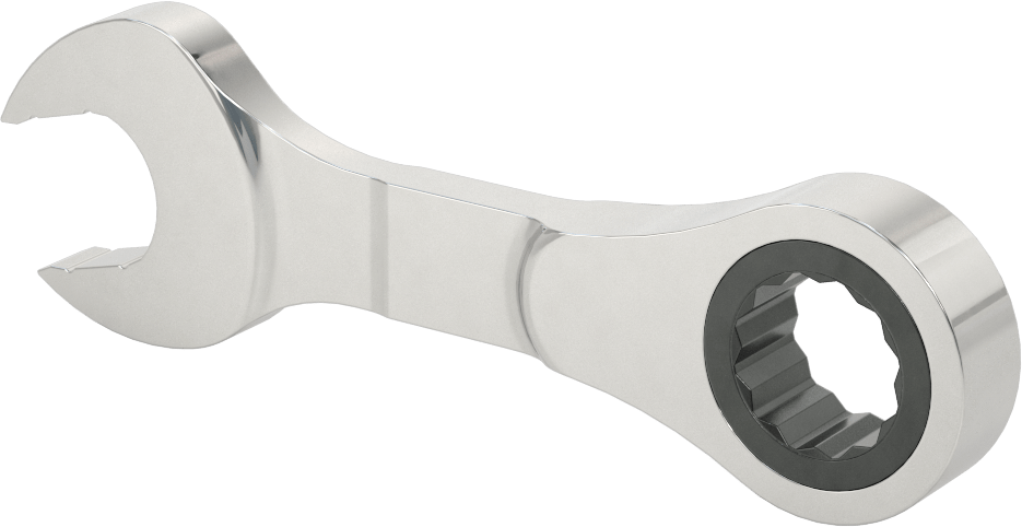 Kısa Cırcırlı Kombinasyon Anahtarı, 3/4" Boyut, 5-3/8" Toplam Uzunluk
