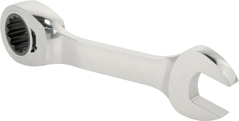 Kısa Cırcırlı Kombinasyon Anahtarı, Ters Çevrilebilir, 1/2" Boyut, 4-1/2" Toplam Uzunluk