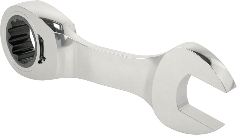 Kısa Cırcırlı Kombinasyon Anahtarı, Ters Çevrilebilir, 3/4" Boyut, 5-1/2" Toplam Uzunluk