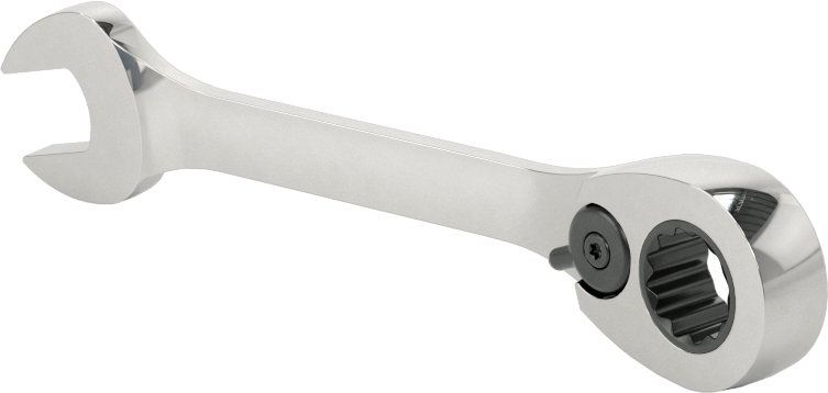 Kısa Cırcırlı Kombinasyon Anahtarı, Ters Çevrilebilir, 8 mm Boyut, 3-1/2" Toplam Uzunluk