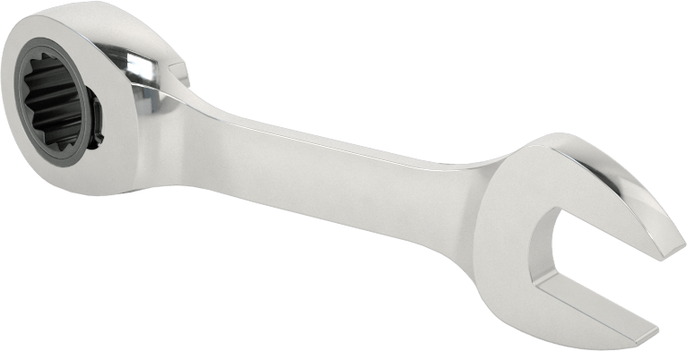 Kısa Cırcırlı Kombinasyon Anahtarı, Ters Çevrilebilir, 10 mm Boyut, 3-7/8" Toplam Uzunluk