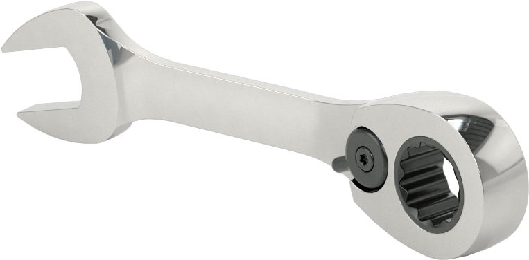 Kısa Cırcırlı Kombinasyon Anahtarı, Ters Çevrilebilir, 10 mm Boyut, 3-7/8" Toplam Uzunluk