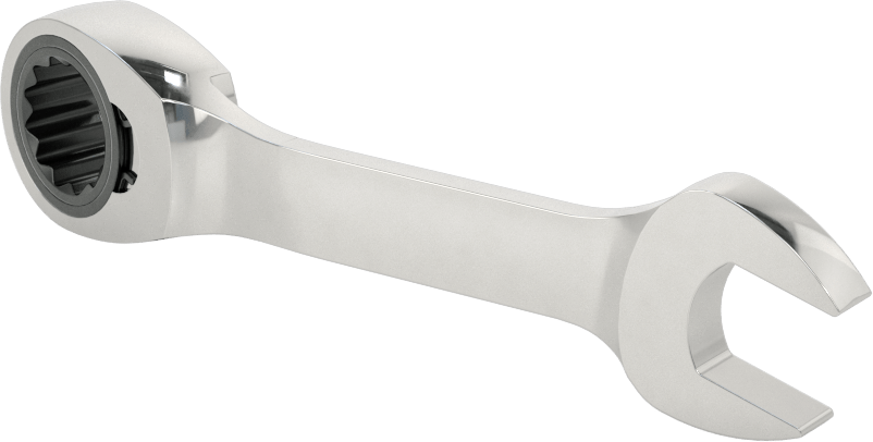 Kısa Cırcırlı Kombinasyon Anahtarı, Ters Çevrilebilir, 13 mm Boyut, 4-1/2" Toplam Uzunluk