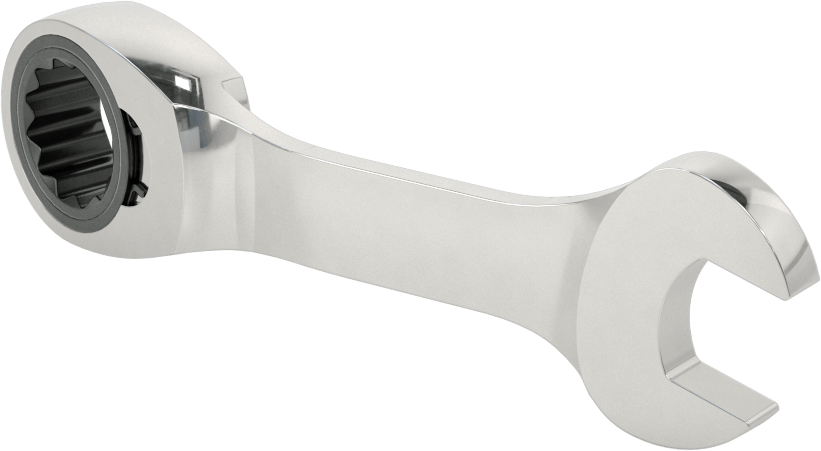 Kısa Cırcırlı Kombinasyon Anahtarı, Ters Çevrilebilir, 17 mm Boyut, 5-3/16" Toplam Uzunluk