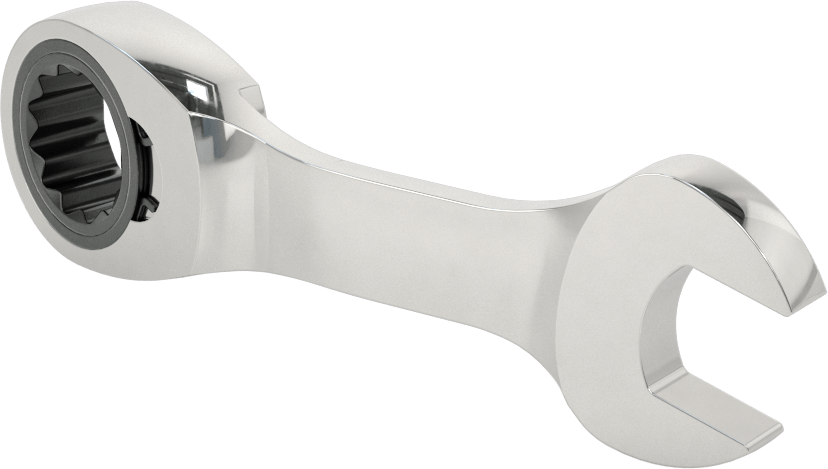 Kısa Cırcırlı Kombinasyon Anahtarı, Ters Çevrilebilir, 19 mm Boyut, 5-1/2" Toplam Uzunluk