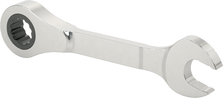 Kısa Cırcırlı Kombinasyon Anahtarı, 10 mm Boyut, 3-1/2" Toplam Uzunluk