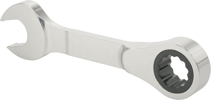 Kısa Cırcırlı Kombinasyon Anahtarı, 13 mm Boyut, 4-3/8" Toplam Uzunluk
