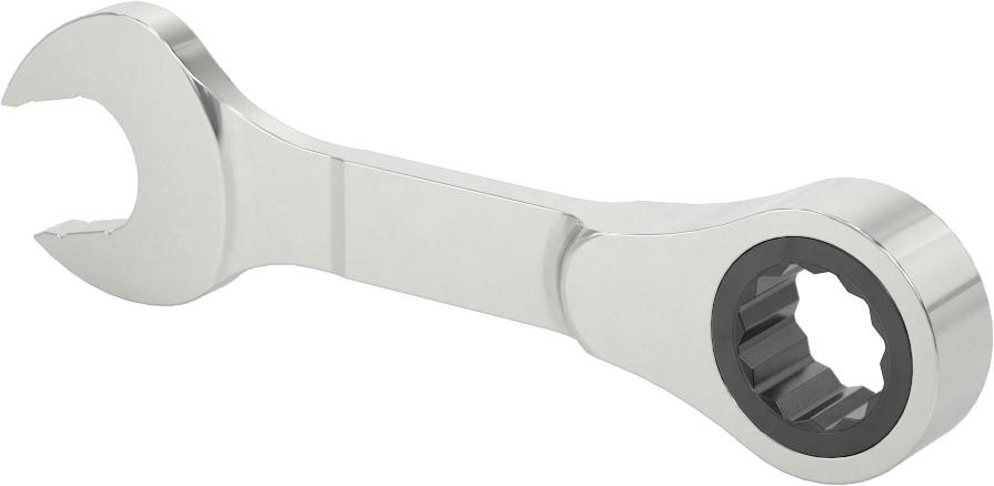 Kısa Cırcırlı Kombinasyon Anahtarı, 15 mm Boyut, 4-5/8" Toplam Uzunluk