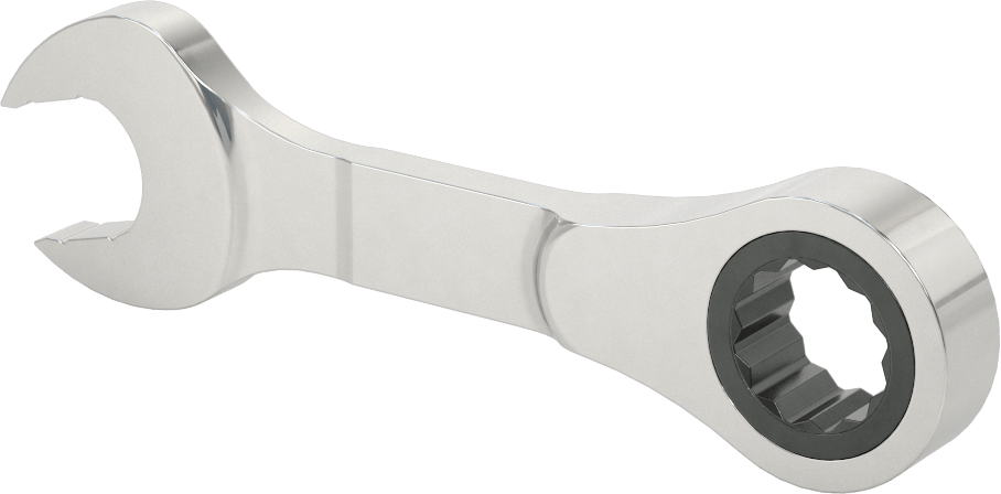 Kısa Cırcırlı Kombinasyon Anahtarı, 16 mm Boyut, 4-7/8" Toplam Uzunluk