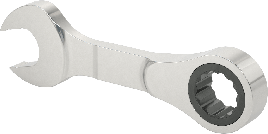 Kısa Cırcırlı Kombinasyon Anahtarı, 17 mm Boyut, 5" Toplam Uzunluk