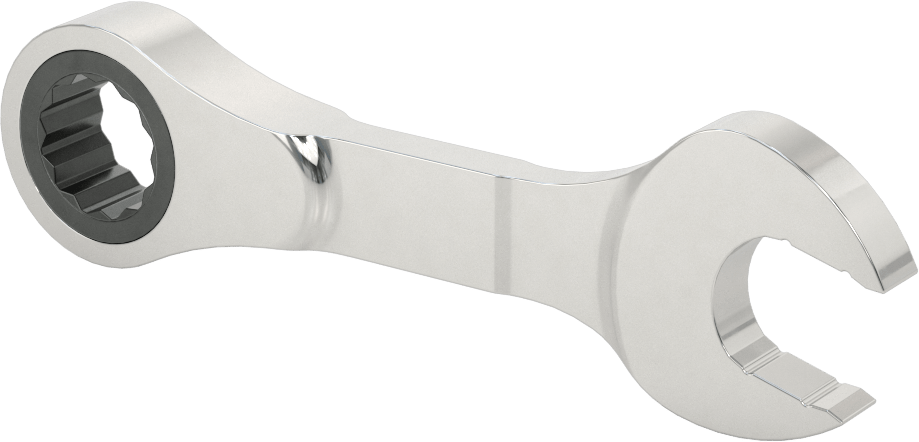 Kısa Cırcırlı Kombinasyon Anahtarı, 17 mm Boyut, 5" Toplam Uzunluk