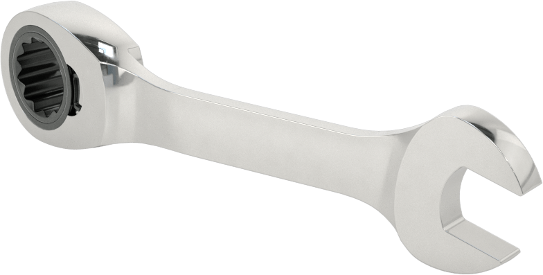 Kısa Cırcırlı Kombinasyon Anahtarı, Ters Çevrilebilir, 11 mm Boyut, 4-1/8" Toplam Uzunluk