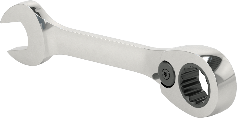 Kısa Cırcırlı Kombinasyon Anahtarı, Ters Çevrilebilir, 11 mm Boyut, 4-1/8" Toplam Uzunluk