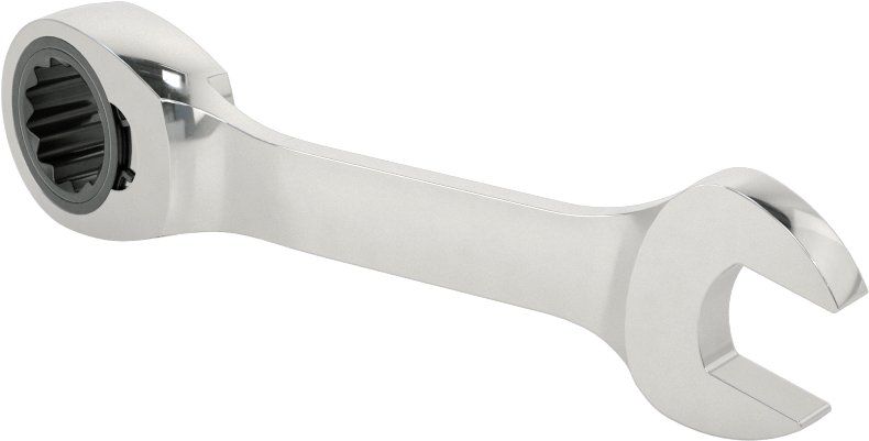 Kısa Cırcırlı Kombinasyon Anahtarı, Ters Çevrilebilir, 12 mm Boyut, 4-1/4" Toplam Uzunluk