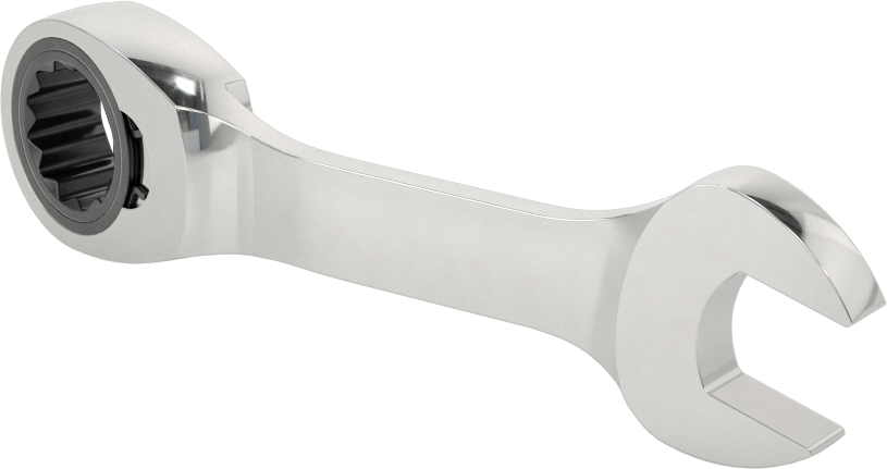 Kısa Cırcırlı Kombinasyon Anahtarı, Ters Çevrilebilir, 15 mm Boyut, 4-7/8" Toplam Uzunluk