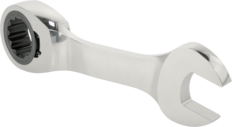 Kısa Cırcırlı Kombinasyon Anahtarı, Ters Çevrilebilir, 16 mm Boyut, 5" Toplam Uzunluk