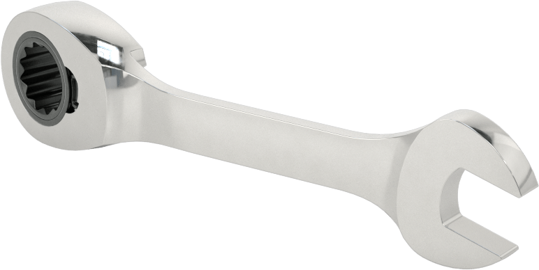 Kısa Cırcırlı Kombinasyon Anahtarı, Ters Çevrilebilir, 3/8" Boyut, 3-7/8" Toplam Uzunluk