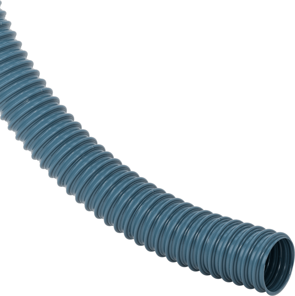 Mavi Blo-R-Vac Kanal Hortumu, Ağaç Yongaları ve Plastik Peletler için, 2-1/2" ID, 2-15/16" OD