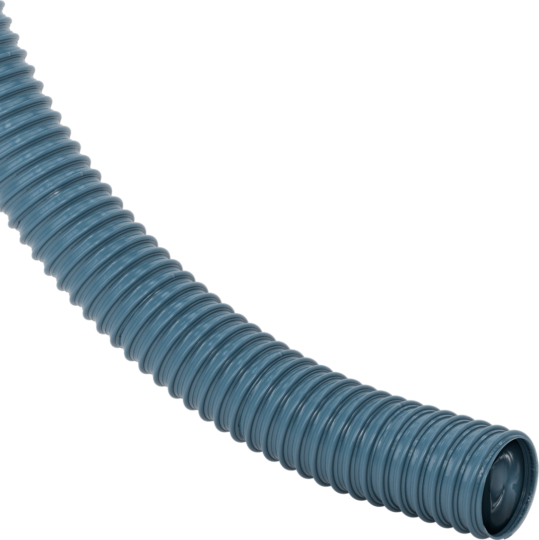 Mavi Blo-R-Vac Kanal Hortumu, Ağaç Yongaları ve Plastik Peletler için, 3" ID, 3-7/16" OD