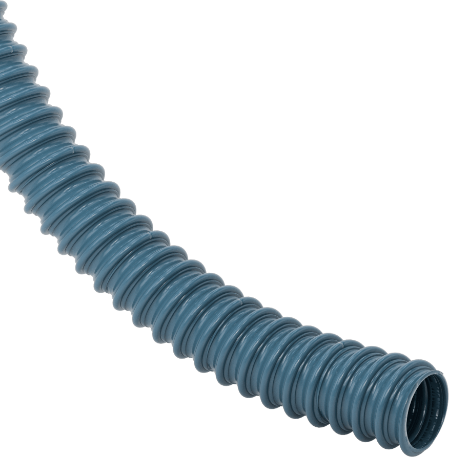 Mavi Blo-R-Vac Kanal Hortumu, Ağaç Yongaları ve Plastik Peletler için, 1-1/4" ID, 50 Fit Uzunluk