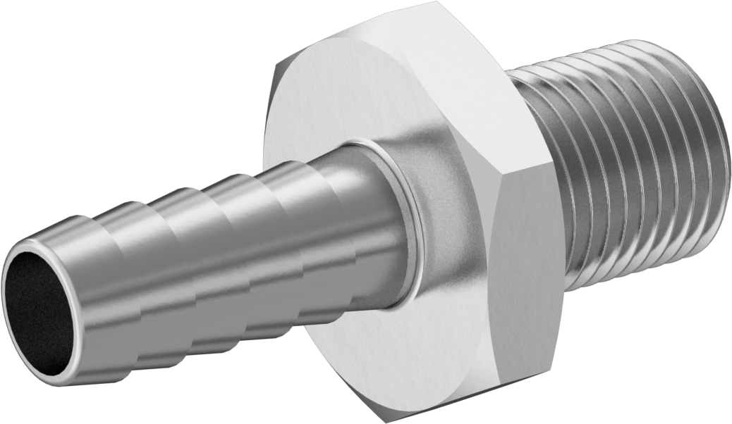 Gıda ve İçecek için Paslanmaz Çelik Dikenli Boru Bağlantı Parçası, 6 mm Boru İç Çapı için Düz Adaptör, 1/8 BSPP Erkek