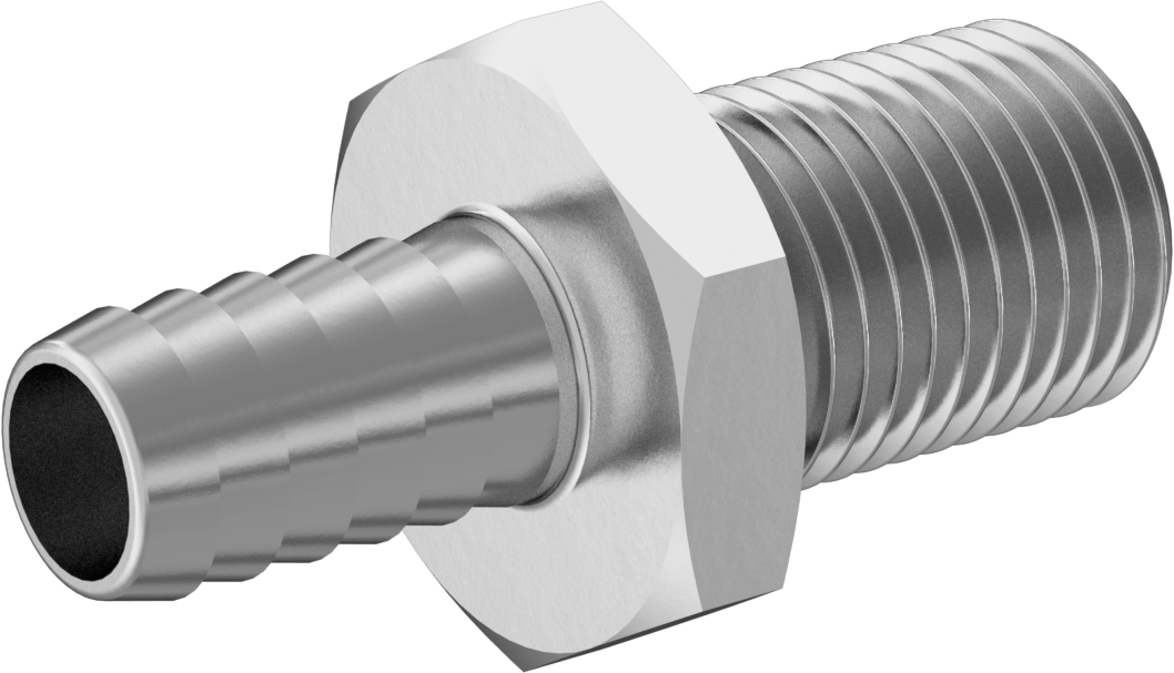 Gıda ve İçecek için Paslanmaz Çelik Dikenli Boru Bağlantı Parçası, 8 mm Boru İç Çapı için Düz Adaptör, 1/4 BSPP Erkek