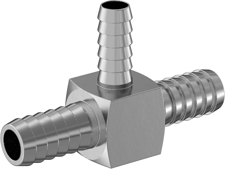 Gıda ve İçecek için Paslanmaz Çelik Dikenli Boru Bağlantı Parçası, 3/8“ x 1/4” Boru İç Çapı için Hat Üstü T Redüktör