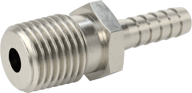 Gıda ve İçecek için Paslanmaz Çelik Dikenli Boru Bağlantı Parçası, 3/16" Boru İç Çapı x 1/4 NPT Erkek için Düz Adaptör