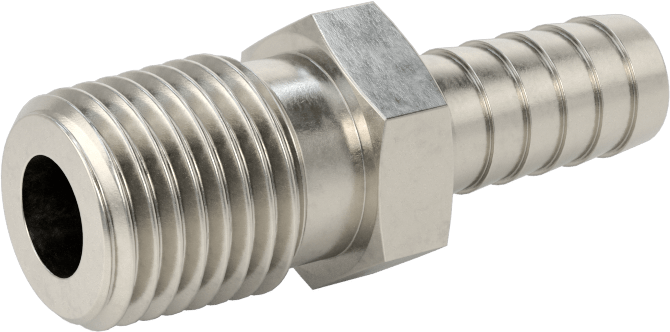 Gıda ve İçecek için Paslanmaz Çelik Dikenli Boru Bağlantı Parçası, 5/16" Boru İç Çapı x 1/4 NPT Erkek için Düz Adaptör