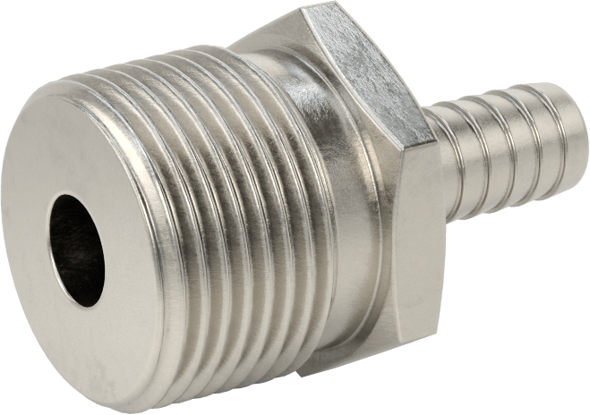 Gıda ve İçecek için Paslanmaz Çelik Dikenli Boru Bağlantı Parçası, 3/8" Boru İç Çapı x 3/4 NPT Erkek için Düz Adaptör