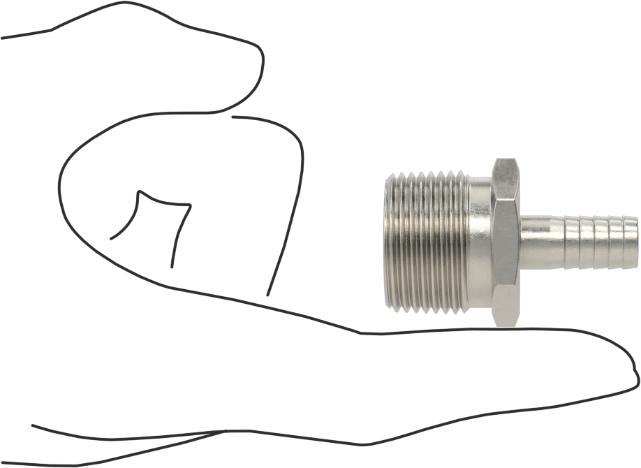 Gıda ve İçecek için Paslanmaz Çelik Dikenli Boru Bağlantı Parçası, 3/8" Boru İç Çapı x 3/4 NPT Erkek için Düz Adaptör